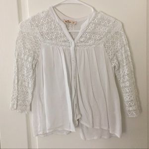 Hollister White 1/2 Sleeve Top